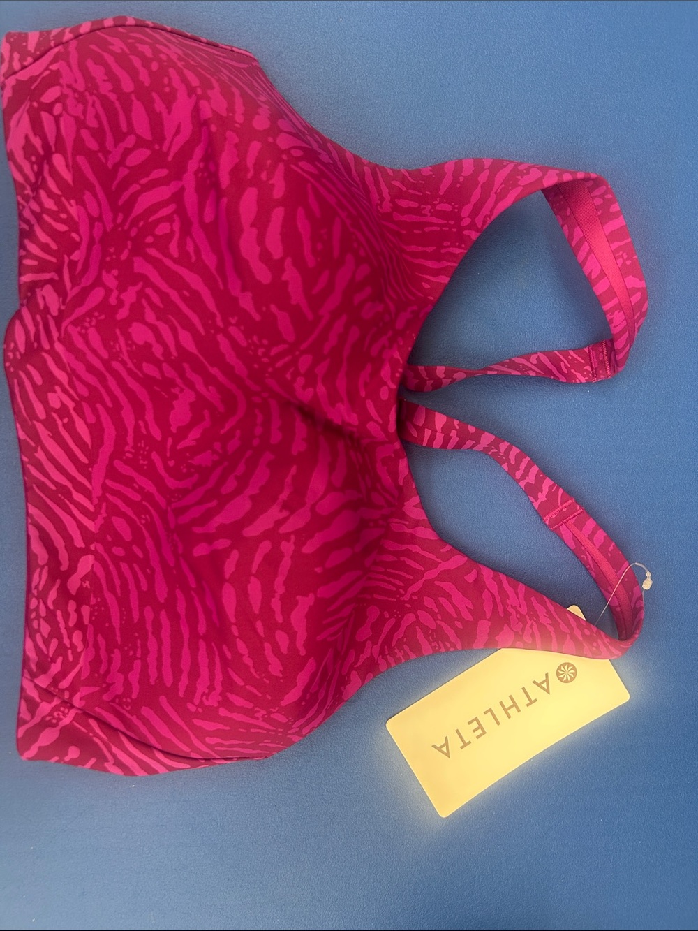 Athleta Hot Pink Zebra-Print Lightweight Sports Bra